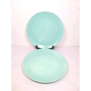 2 Vintage Catalina Pottery 9.25 Plate, Descanso Green Matt Glaze